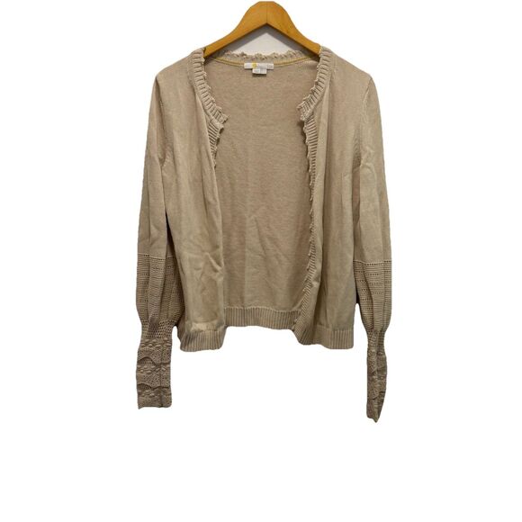 Boden Beige Tan Oatmeal Cream Button Up Down Front Cardigan Sweater Size 8 - Picture 1 of 7